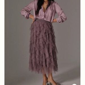 Anthropologie Ruffled Tule Skirt
